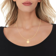 Load image into Gallery viewer, 10k Yellow Gold 0.63" Personalized Medallion Alphabet Letter A - Z Initial Charm Pendant with optional Extendable Chain Necklace