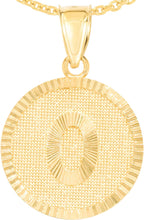 Load image into Gallery viewer, 10k Yellow Gold 0.63" Personalized Medallion Alphabet Letter A - Z Initial Charm Pendant with optional Extendable Chain Necklace