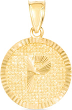 Load image into Gallery viewer, 10k Yellow Gold 0.63" Personalized Medallion Alphabet Letter A - Z Initial Charm Pendant with optional Extendable Chain Necklace