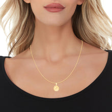 Load image into Gallery viewer, 10k Yellow Gold 0.63" Personalized Medallion Alphabet Letter A - Z Initial Charm Pendant with optional Extendable Chain Necklace