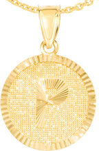 Load image into Gallery viewer, 10k Yellow Gold 0.63" Personalized Medallion Alphabet Letter A - Z Initial Charm Pendant with optional Extendable Chain Necklace
