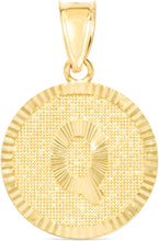 Load image into Gallery viewer, 10k Yellow Gold 0.63" Personalized Medallion Alphabet Letter A - Z Initial Charm Pendant with optional Extendable Chain Necklace