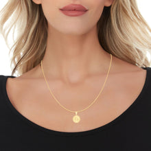 Load image into Gallery viewer, 10k Yellow Gold 0.63" Personalized Medallion Alphabet Letter A - Z Initial Charm Pendant with optional Extendable Chain Necklace