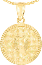 Load image into Gallery viewer, 10k Yellow Gold 0.63" Personalized Medallion Alphabet Letter A - Z Initial Charm Pendant with optional Extendable Chain Necklace