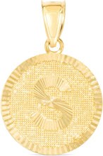 Load image into Gallery viewer, 10k Yellow Gold 0.63" Personalized Medallion Alphabet Letter A - Z Initial Charm Pendant with optional Extendable Chain Necklace