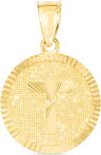 Load image into Gallery viewer, 10k Yellow Gold 0.63" Personalized Medallion Alphabet Letter A - Z Initial Charm Pendant with optional Extendable Chain Necklace