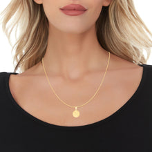 Load image into Gallery viewer, 10k Yellow Gold 0.63" Personalized Medallion Alphabet Letter A - Z Initial Charm Pendant with optional Extendable Chain Necklace