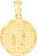 Load image into Gallery viewer, 10k Yellow Gold 0.63" Personalized Medallion Alphabet Letter A - Z Initial Charm Pendant with optional Extendable Chain Necklace