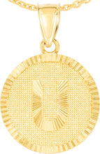 Load image into Gallery viewer, 10k Yellow Gold 0.63" Personalized Medallion Alphabet Letter A - Z Initial Charm Pendant with optional Extendable Chain Necklace