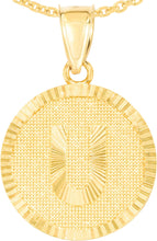 Load image into Gallery viewer, 10k Yellow Gold 0.63" Personalized Medallion Alphabet Letter A - Z Initial Charm Pendant with optional Extendable Chain Necklace