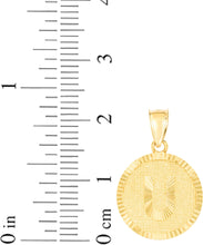 Load image into Gallery viewer, 10k Yellow Gold 0.63" Personalized Medallion Alphabet Letter A - Z Initial Charm Pendant with optional Extendable Chain Necklace