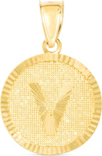 Load image into Gallery viewer, 10k Yellow Gold 0.63" Personalized Medallion Alphabet Letter A - Z Initial Charm Pendant with optional Extendable Chain Necklace