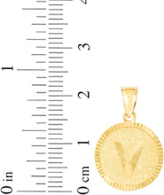Load image into Gallery viewer, 10k Yellow Gold 0.63" Personalized Medallion Alphabet Letter A - Z Initial Charm Pendant with optional Extendable Chain Necklace