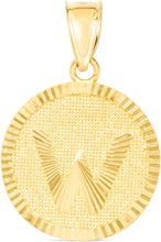 Load image into Gallery viewer, 10k Yellow Gold 0.63" Personalized Medallion Alphabet Letter A - Z Initial Charm Pendant with optional Extendable Chain Necklace