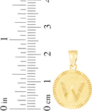 Load image into Gallery viewer, 10k Yellow Gold 0.63" Personalized Medallion Alphabet Letter A - Z Initial Charm Pendant with optional Extendable Chain Necklace