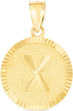Load image into Gallery viewer, 10k Yellow Gold 0.63" Personalized Medallion Alphabet Letter A - Z Initial Charm Pendant with optional Extendable Chain Necklace