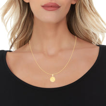 Load image into Gallery viewer, 10k Yellow Gold 0.63" Personalized Medallion Alphabet Letter A - Z Initial Charm Pendant with optional Extendable Chain Necklace