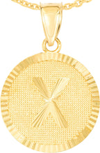 Load image into Gallery viewer, 10k Yellow Gold 0.63" Personalized Medallion Alphabet Letter A - Z Initial Charm Pendant with optional Extendable Chain Necklace