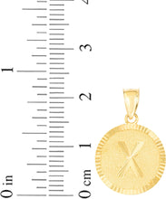 Load image into Gallery viewer, 10k Yellow Gold 0.63" Personalized Medallion Alphabet Letter A - Z Initial Charm Pendant with optional Extendable Chain Necklace