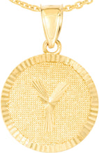 Load image into Gallery viewer, 10k Yellow Gold 0.63" Personalized Medallion Alphabet Letter A - Z Initial Charm Pendant with optional Extendable Chain Necklace