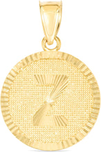Load image into Gallery viewer, 10k Yellow Gold 0.63" Personalized Medallion Alphabet Letter A - Z Initial Charm Pendant with optional Extendable Chain Necklace