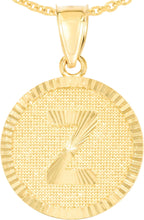 Load image into Gallery viewer, 10k Yellow Gold 0.63" Personalized Medallion Alphabet Letter A - Z Initial Charm Pendant with optional Extendable Chain Necklace