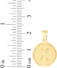 Load image into Gallery viewer, 10k Yellow Gold 0.63" Personalized Medallion Alphabet Letter A - Z Initial Charm Pendant with optional Extendable Chain Necklace