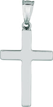 Load image into Gallery viewer, 14k White Gold 1.4" Classic Square Edged Cross Charm Pendant with optional Adjustable Chain Necklace