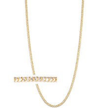 Load image into Gallery viewer, 10k Yellow Gold or Rose Gold 2mm Solid Iced White Gold Pave Round Franco Chain Necklace
