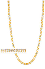 Load image into Gallery viewer, 10k Yellow Gold 3mm Solid Iced White Gold Pave Round Franco Chain Necklace