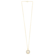 Load image into Gallery viewer, Floreo 10K Two-Tone Gold 22mm Ship's Wheel Anchor Charm Pendant Necklace
