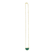Load image into Gallery viewer, 14k Yellow Gold Onyx Malachite Mother of Pearl Half Moon Circle Solid Beaded Chain Necklace