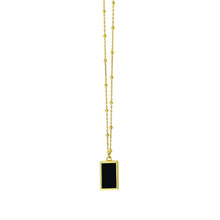 Load image into Gallery viewer, 14k Yellow Gold Onyx Malachite Mother of Pearl Rectangle Square Solid Beaded Chain Necklace