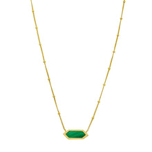 Load image into Gallery viewer, 14k Yellow Gold Malachite Mother of Pearl Onyx Malchite- Hexagon Solid Beaded Chain Necklace