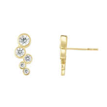 Load image into Gallery viewer, 14k Yellow Gold 11.9mm Bezel Set CZ Ear Climber Earrings