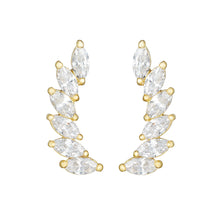 Load image into Gallery viewer, 14k Yellow Gold 14.9mm Marquise CZ Ear Climber Earrings
