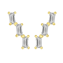Load image into Gallery viewer, 14k Yellow Gold 12.5mm Baguette Ear Climber Earrings