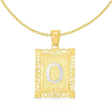 Load image into Gallery viewer, 10k Yellow and White Gold A-Z Initial Square (26 x 18.7 mm) Pendant with Optional Necklace, Large