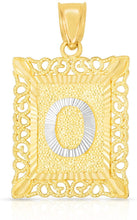 Load image into Gallery viewer, 10k Yellow and White Gold A-Z Initial Square (21 x 12 mm) Pendant with Optional Necklace, Small