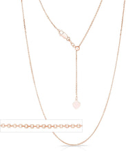 Load image into Gallery viewer, 14k Fine Gold 0.9mm Adjustable Link Cable Chain Necklace with Small Heart Charm
