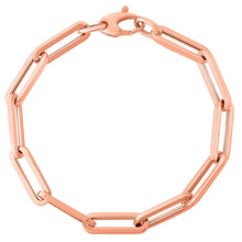 Load image into Gallery viewer, 14k Rose Gold 4.2mm or 6mm Hollow Paperclip Link Chain Bracelet - 7.5 Inch