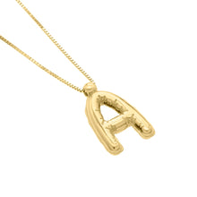 Load image into Gallery viewer, 14k Yellow Gold 15mm Helium Balloon Initial Letter A Pendant with 18" Inch Box Chain Necklace