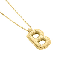 Load image into Gallery viewer, 14k Yellow Gold 15mm Helium Balloon Initial Letter A Pendant with 18" Inch Box Chain Necklace