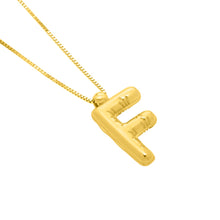 Load image into Gallery viewer, 14k Yellow Gold 15mm Helium Balloon Initial Letter A Pendant with 18" Inch Box Chain Necklace