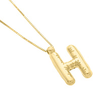 Load image into Gallery viewer, 14k Yellow Gold 15mm Helium Balloon Initial Letter A Pendant with 18" Inch Box Chain Necklace
