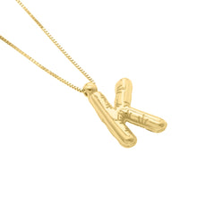 Load image into Gallery viewer, 14k Yellow Gold 15mm Helium Balloon Initial Letter A Pendant with 18" Inch Box Chain Necklace