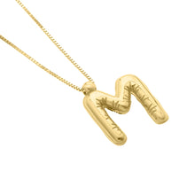 Load image into Gallery viewer, 14k Yellow Gold 15mm Helium Balloon Initial Letter A Pendant with 18" Inch Box Chain Necklace
