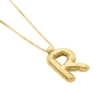 Load image into Gallery viewer, 14k Yellow Gold 15mm Helium Balloon Initial Letter A Pendant with 18" Inch Box Chain Necklace