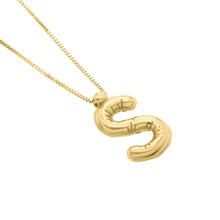 Load image into Gallery viewer, 14k Yellow Gold 15mm Helium Balloon Initial Letter A Pendant with 18" Inch Box Chain Necklace