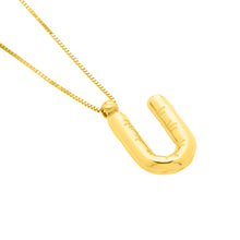 Load image into Gallery viewer, 14k Yellow Gold 15mm Helium Balloon Initial Letter A Pendant with 18" Inch Box Chain Necklace